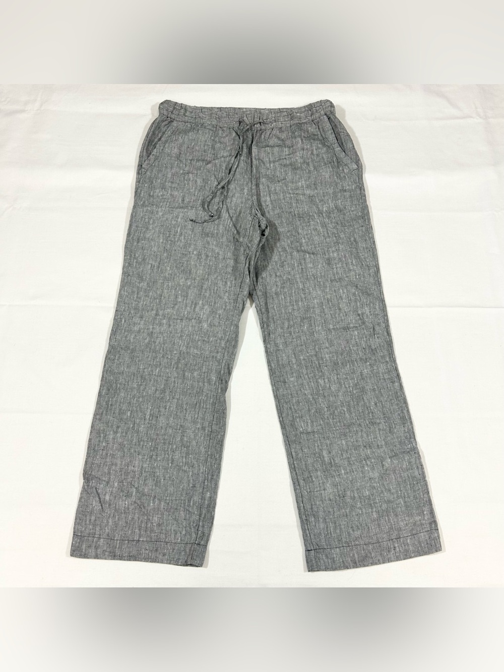 Charter Club Pants Womens Sz M Wide Leg 100% Linen Boho Lagenlook Comfort Summer